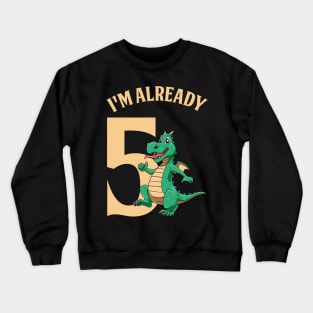 Happy Birthday Dragon Lovers Cute Kids - fifth Crewneck Sweatshirt